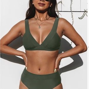 CupShe Banded Bralette and wide band high waist bikini.